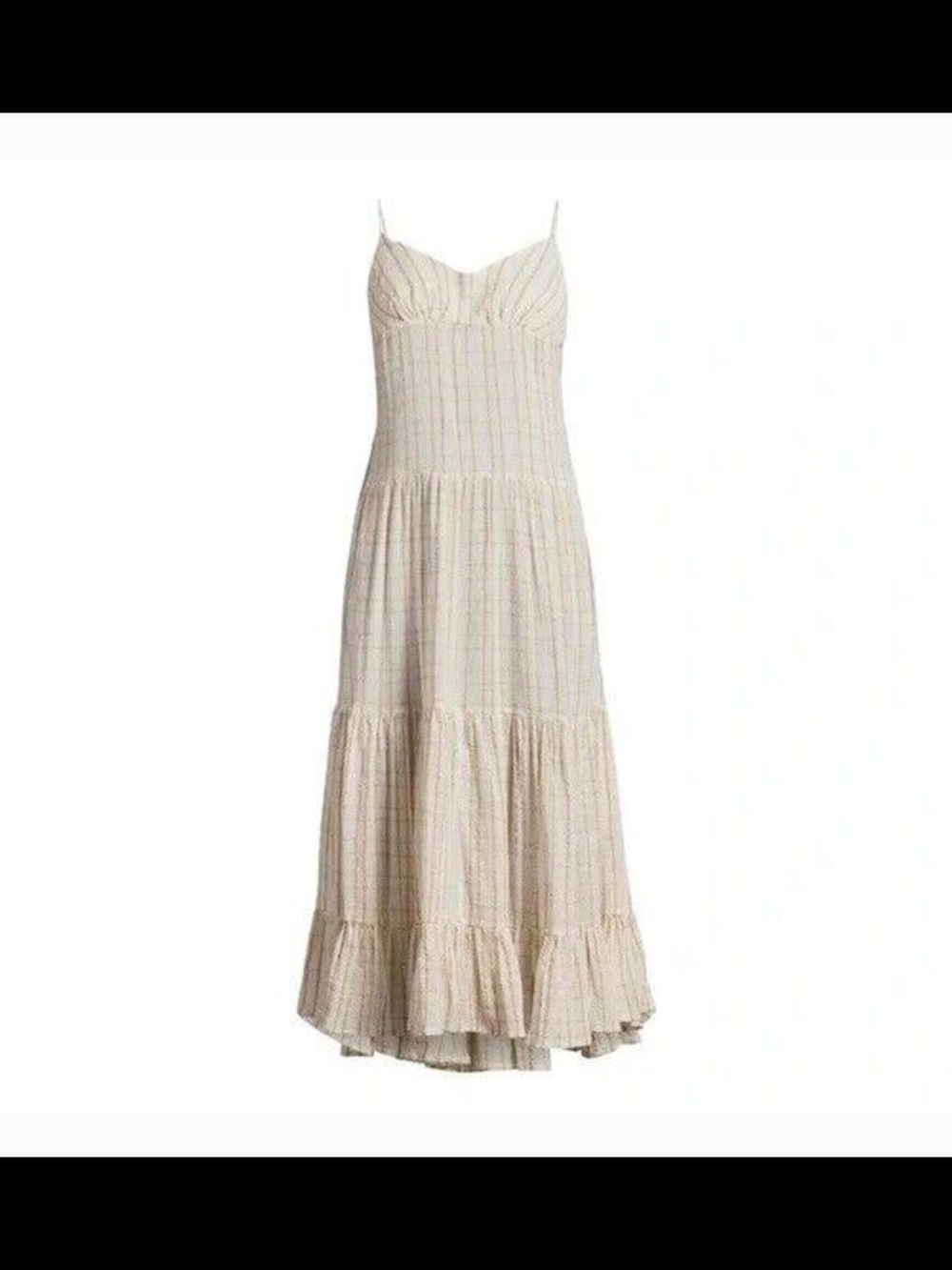 Free People Marigold Maxi Dress L Cream Gold Gauze Tiered Boho Cottagecore - Picture 3 of 16